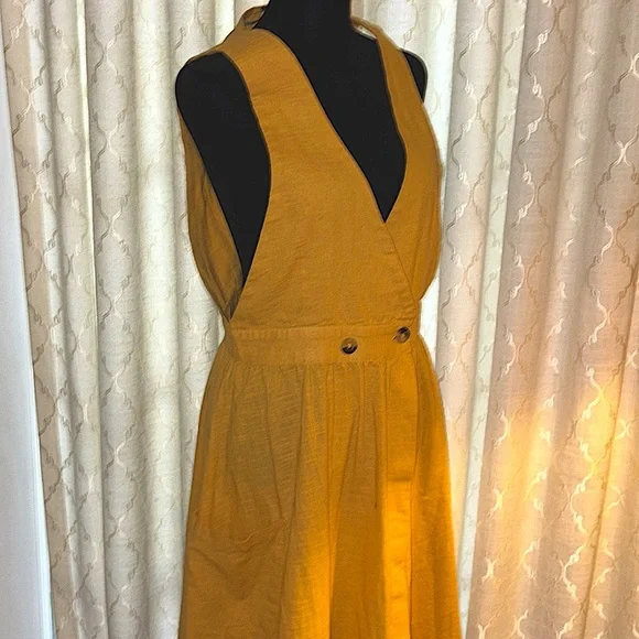 NWOT Free People Mustard Wrap Dress excellent cond, adorable all seasons! sz Md - Picture 4 of 14